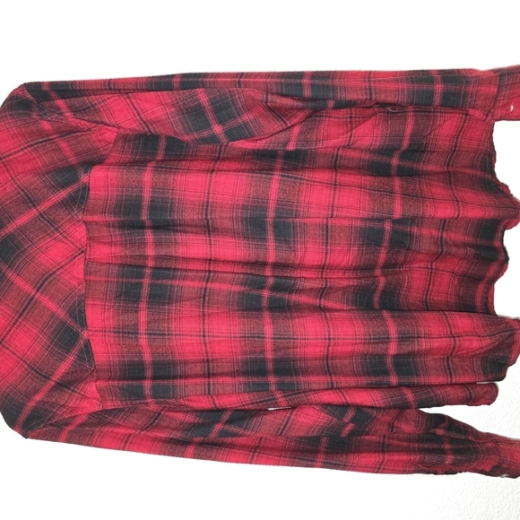 Plaid Button-Up Shirt - Red and Black - Picture 5 of 5